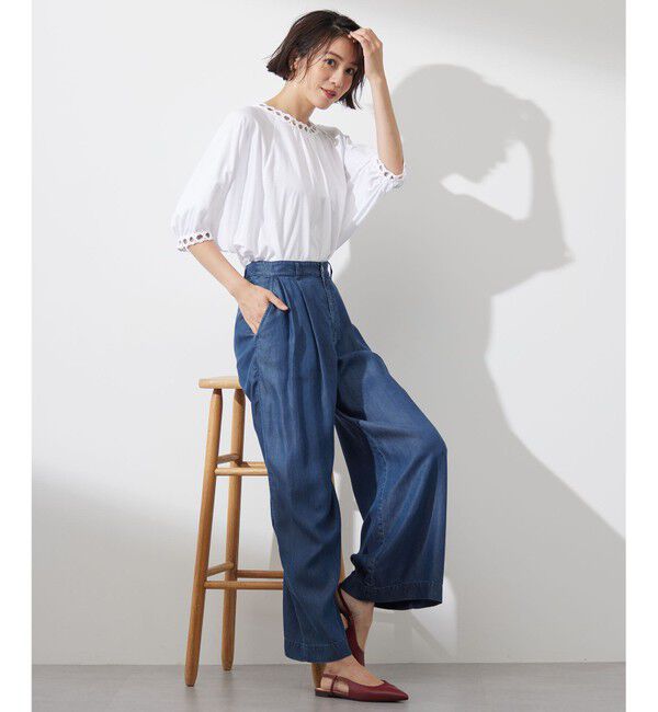 自由区「【洗える】コード刺繍 カットソー」|Tシャツ・カットソー|