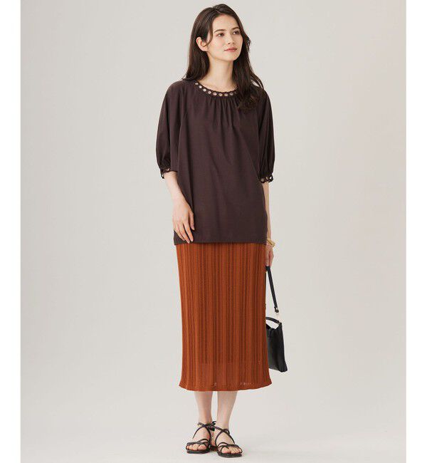 自由区「【洗える】コード刺繍 カットソー」|Tシャツ・カットソー|