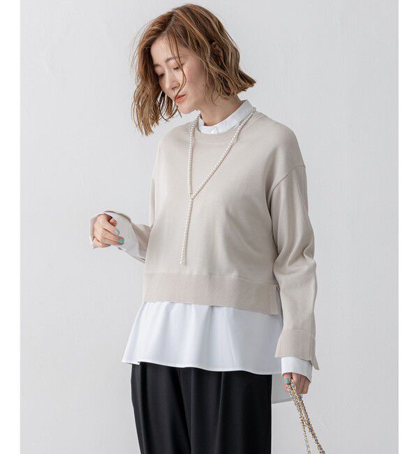 23区「【洗える】シャツ コンビネーション ニット」|ニット・セーター|ベージュ系