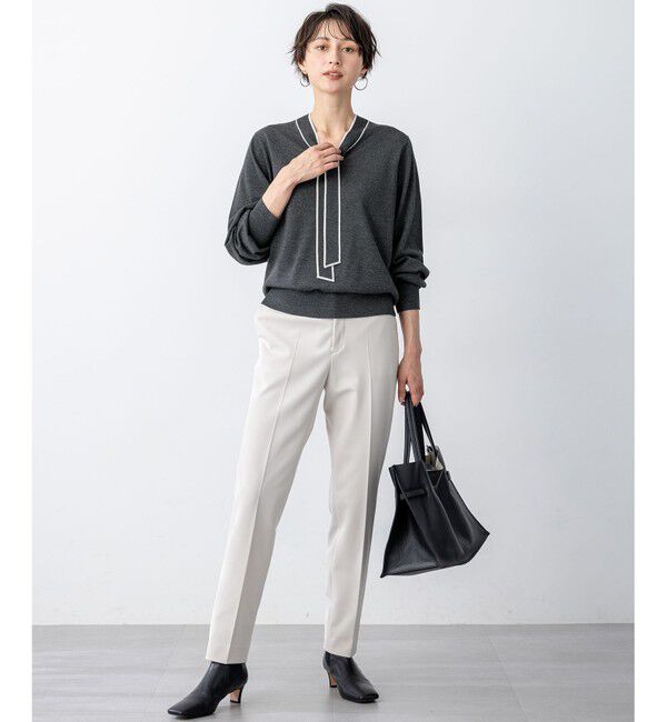 23区「【洗える】ウーステッドウール ボウタイ ニット」|ニット・セーター|