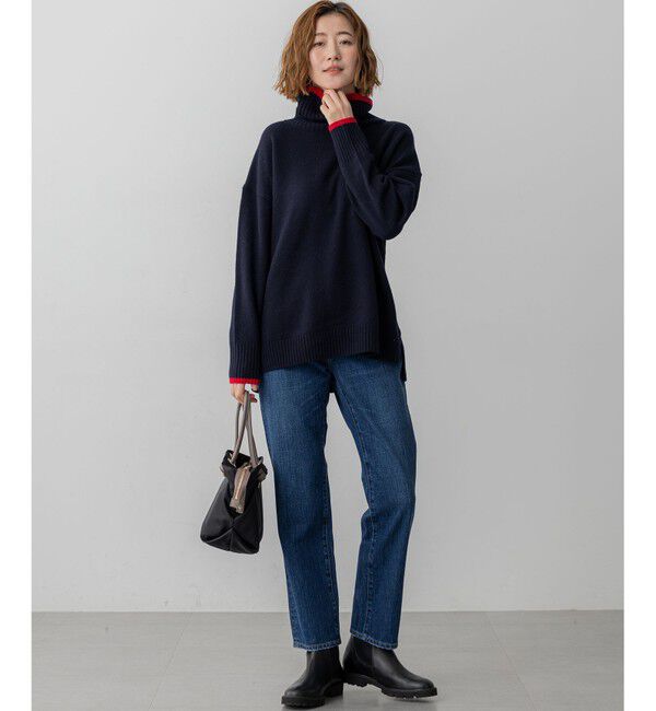 23区「【FUDGE掲載/洗える】ウールカシミヤ コンビカラー オフタートル ニット」|ニット・セーター|