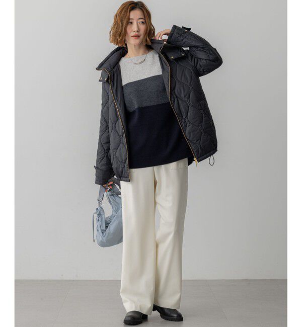 23区「【洗える】ウールカシミヤ カラーブロック チュニック ニット」|ニット・セーター|