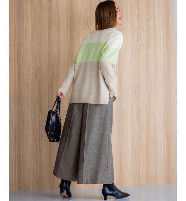 23区「【洗える】ウールカシミヤ カラーブロック チュニック ニット」|ニット・セーター|