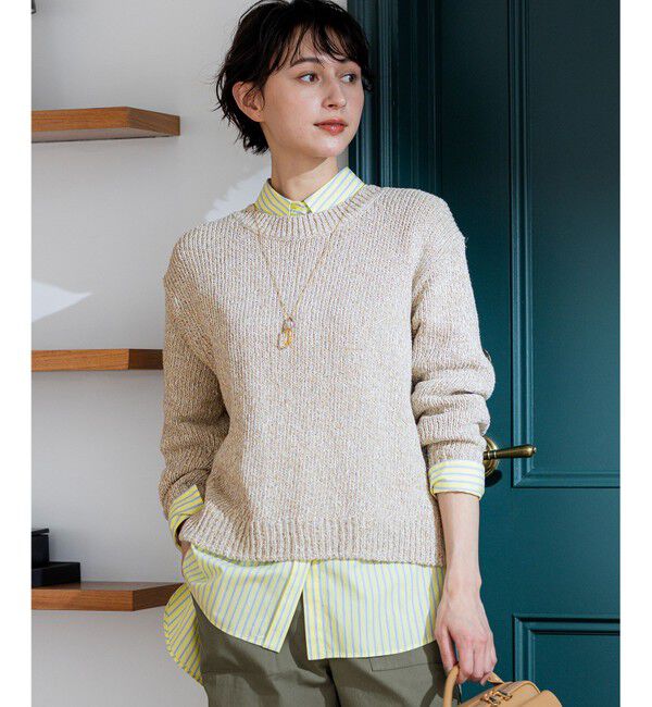 23区「コットンコードミックス クロップド ニット」|ニット・セーター|ｻﾝﾄﾞﾐｯ