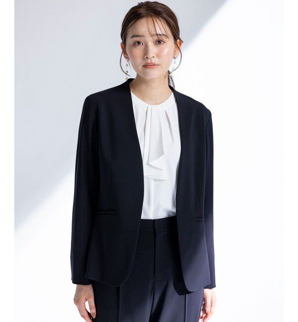 ANY SIS「【洗える】セレモニーダブルクロス カラーレス ジャケット」|ノーカラージャケット|