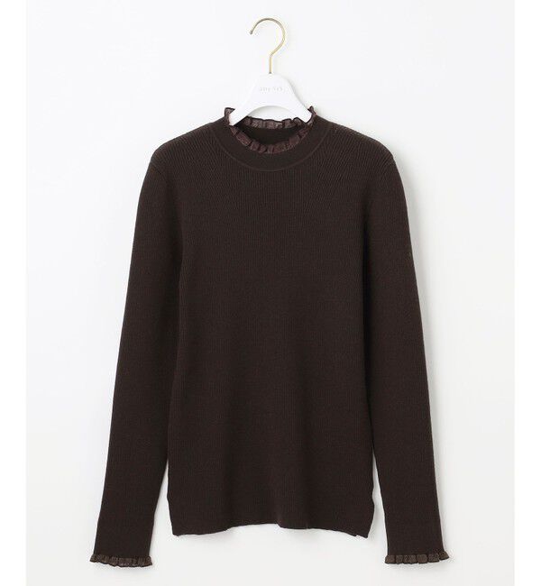 ANY SIS「CICA加工 フリルネック プルオーバー」|ニット・セーター|