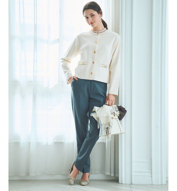 ANY SIS「CICA加工 フリルネック プルオーバー」|ニット・セーター|