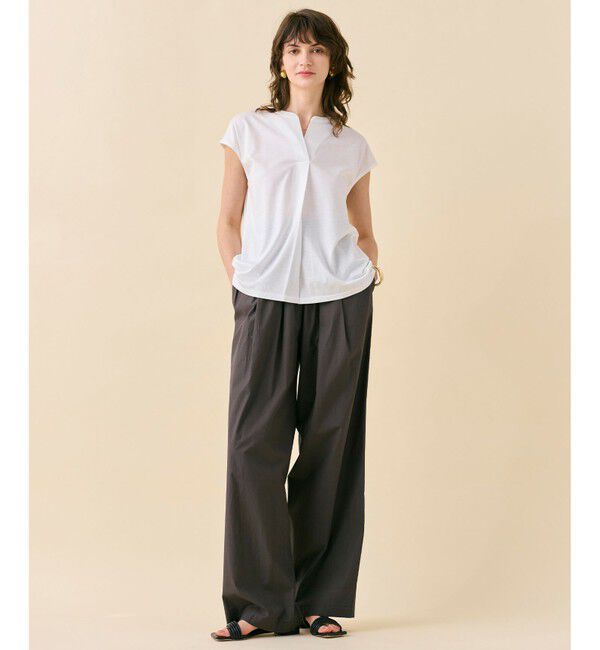 BEIGE,「【WEB限定・洗える】MELISSA / バックシフォンスキッパー半袖トップス」|Tシャツ・カットソー|