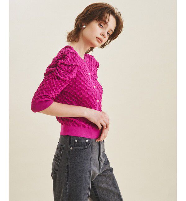 GRACE CONTINENTAL「フクレジャガードニットカーディガン」|カーディガン|