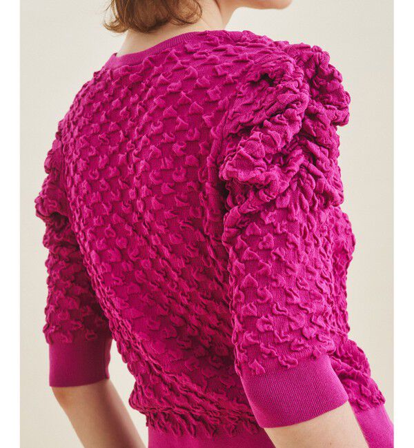 GRACE CONTINENTAL「フクレジャガードニットカーディガン」|カーディガン|