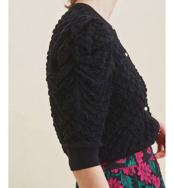 GRACE CONTINENTAL「フクレジャガードニットカーディガン」|カーディガン|