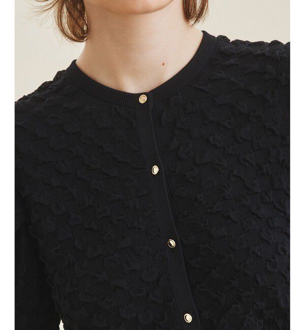 GRACE CONTINENTAL「フクレジャガードニットカーディガン」|カーディガン|