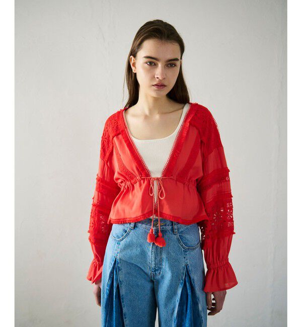 GRACE CONTINENTAL「レースパッチブラウス」|シャツ・ブラウス|