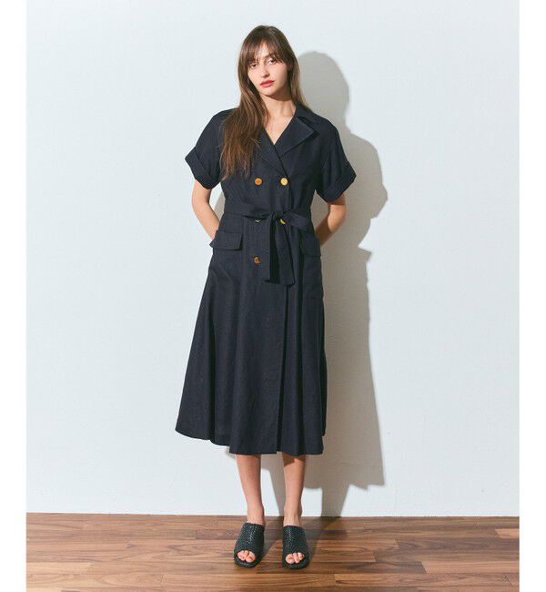 Grace Class「リネンタッチミリタリードレス」|ワンピース|ネイビー