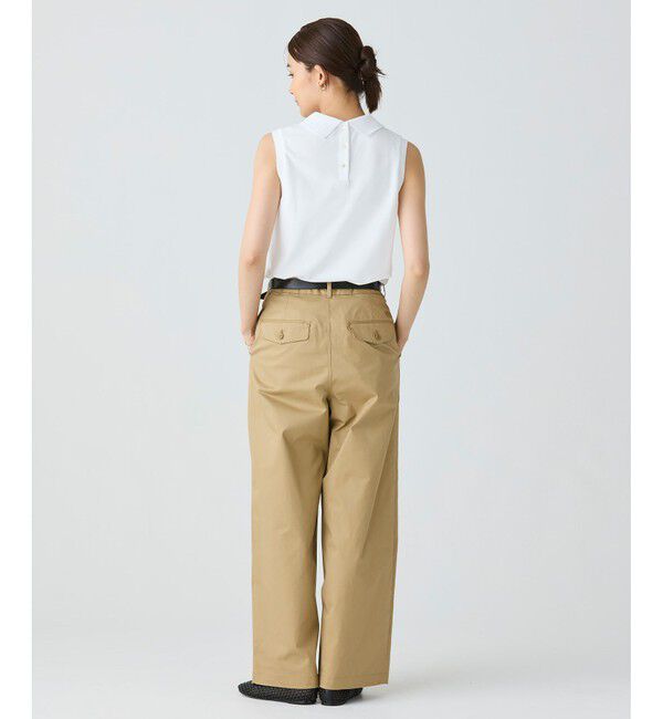 LACOSTE「コットン鹿の子 メッシュカラー バックボタンノースリーブポロシャツ」|ポロシャツ|