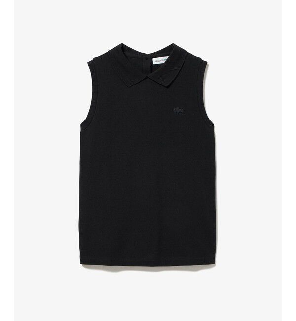 LACOSTE「コットン鹿の子 メッシュカラー バックボタンノースリーブポロシャツ」|ポロシャツ|