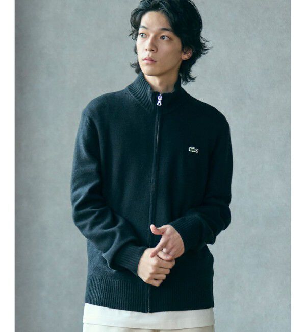 LACOSTE「ハイネックフルジップ ウールニットセーター / ドライバーズニット」|ニット・セーター|
