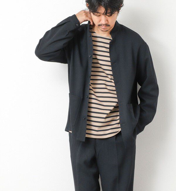 NOLLEY'S goodman「《セットアップ対応》LANATEC ウーステッドサージストレッチ マオカラーシャツブルゾン」|ブルゾン・スタジャン|