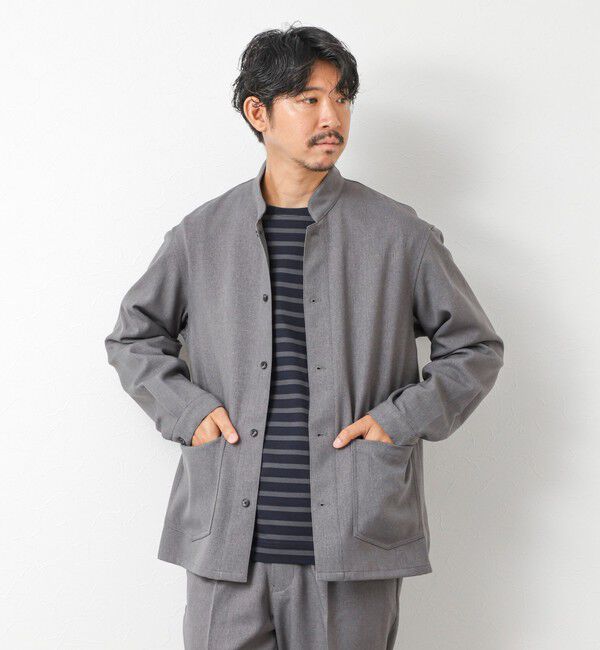 NOLLEY'S goodman「《セットアップ対応》LANATEC ウーステッドサージストレッチ マオカラーシャツブルゾン」|ブルゾン・スタジャン|