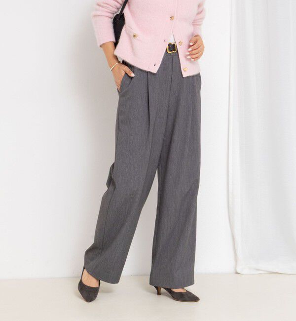 NOLLEY'S「ウォッシャブル裏起毛イージーワイドパンツ」|その他|ミディアムグレー