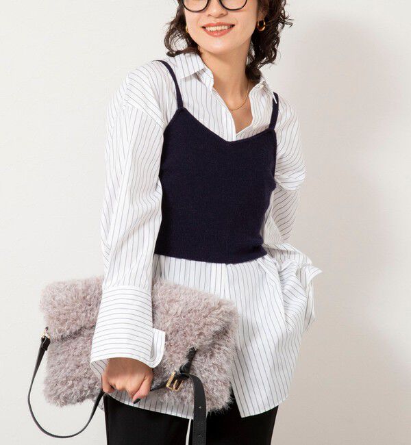 NOLLEY'S sophi「《手洗い可能》モヘヤ混片畦ビスチェ」|ニット・セーター|ネイビー