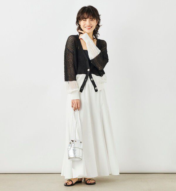 NOLLEY'S「《手洗い可能》テープメッシュ編Vネックカーディガン」|カーディガン|