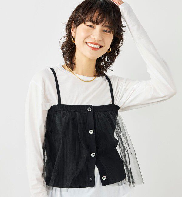 NOLLEY'S「《手洗い可能》チュールリブビスチェ」|キャミソール|