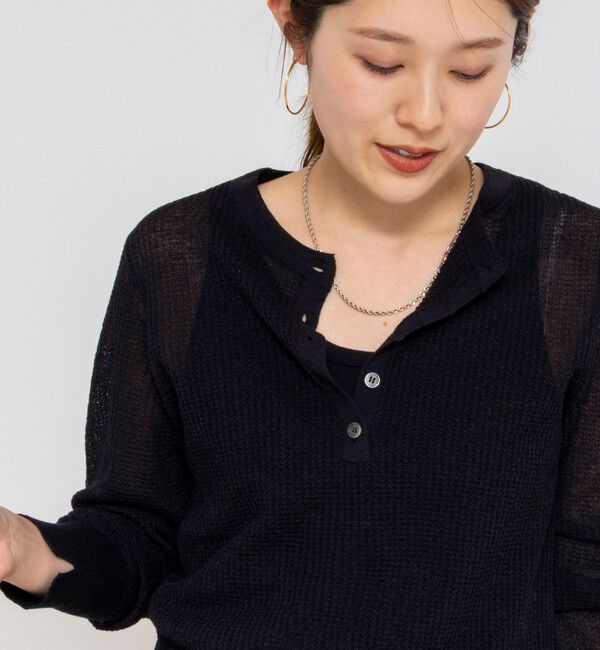 NOLLEY'S「《手洗い可能》ギマポリコットンワッフルヘンリーネックプルオーバー」|ニット・セーター|