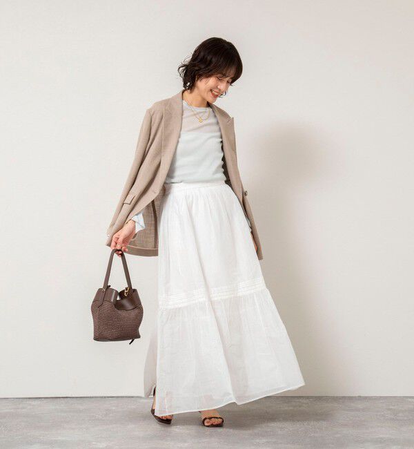 NOLLEY'S sophi「【MARILYN MOON】sheer starched cotton lace tieredスカート」|フレア|