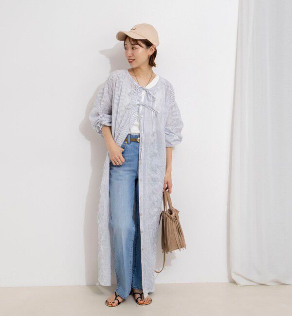 NOLLEY'S「ウォッシャブルシャーリングストライプ2WAYギャザーワンピース」|ワンピース|