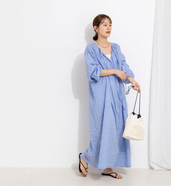 NOLLEY'S「ウォッシャブルシャーリングストライプ2WAYギャザーワンピース」|ワンピース|