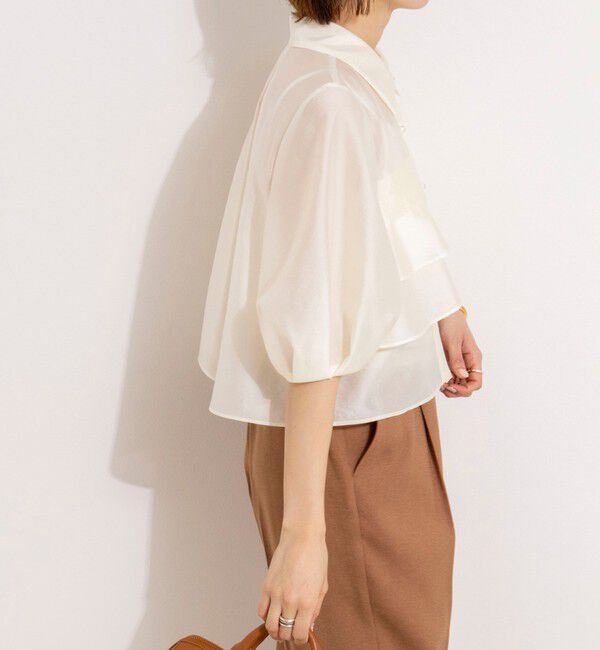 NOLLEY'S「シアーシルキーパール釦フリルブラウス」|シャツ・ブラウス|