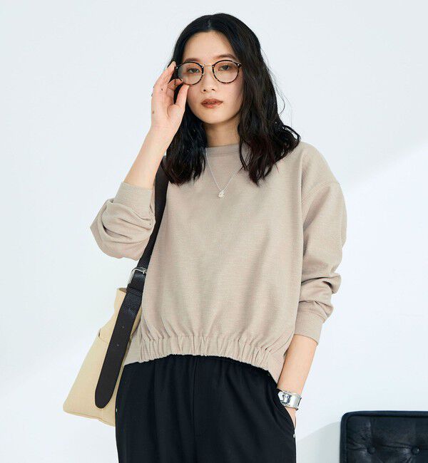 fredy emue「裾インゴムブークレープルオーバー」|Tシャツ・カットソー|ベージュ