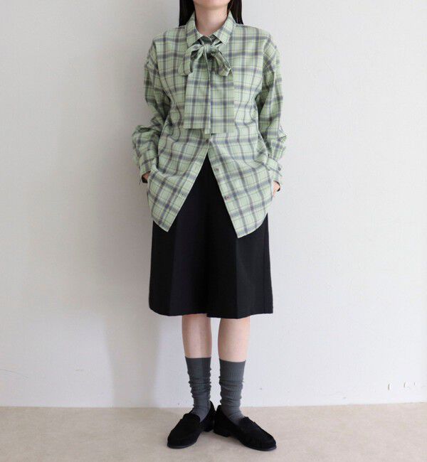 fredy emue「チェック柄ビッグボウタイブラウス」|シャツ・ブラウス|