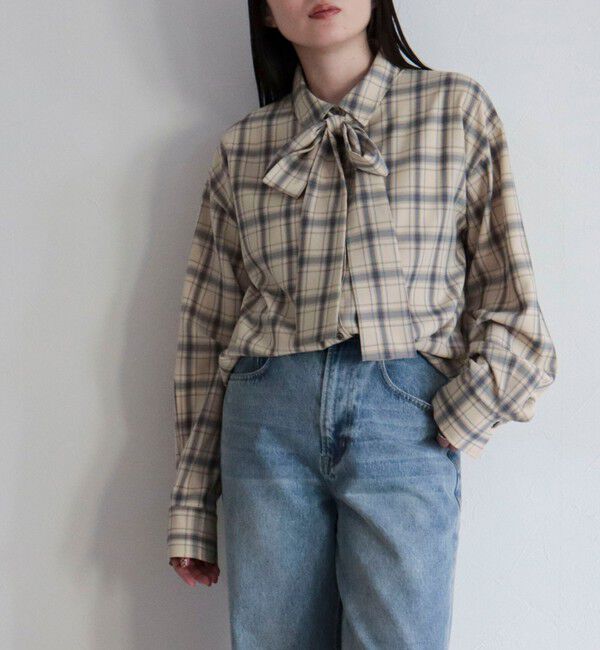 fredy emue「チェック柄ビッグボウタイブラウス」|シャツ・ブラウス|