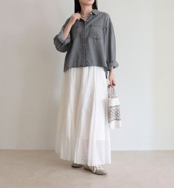 fredy emue「とろみデニムクロップドシャツ」|シャツ・ブラウス|