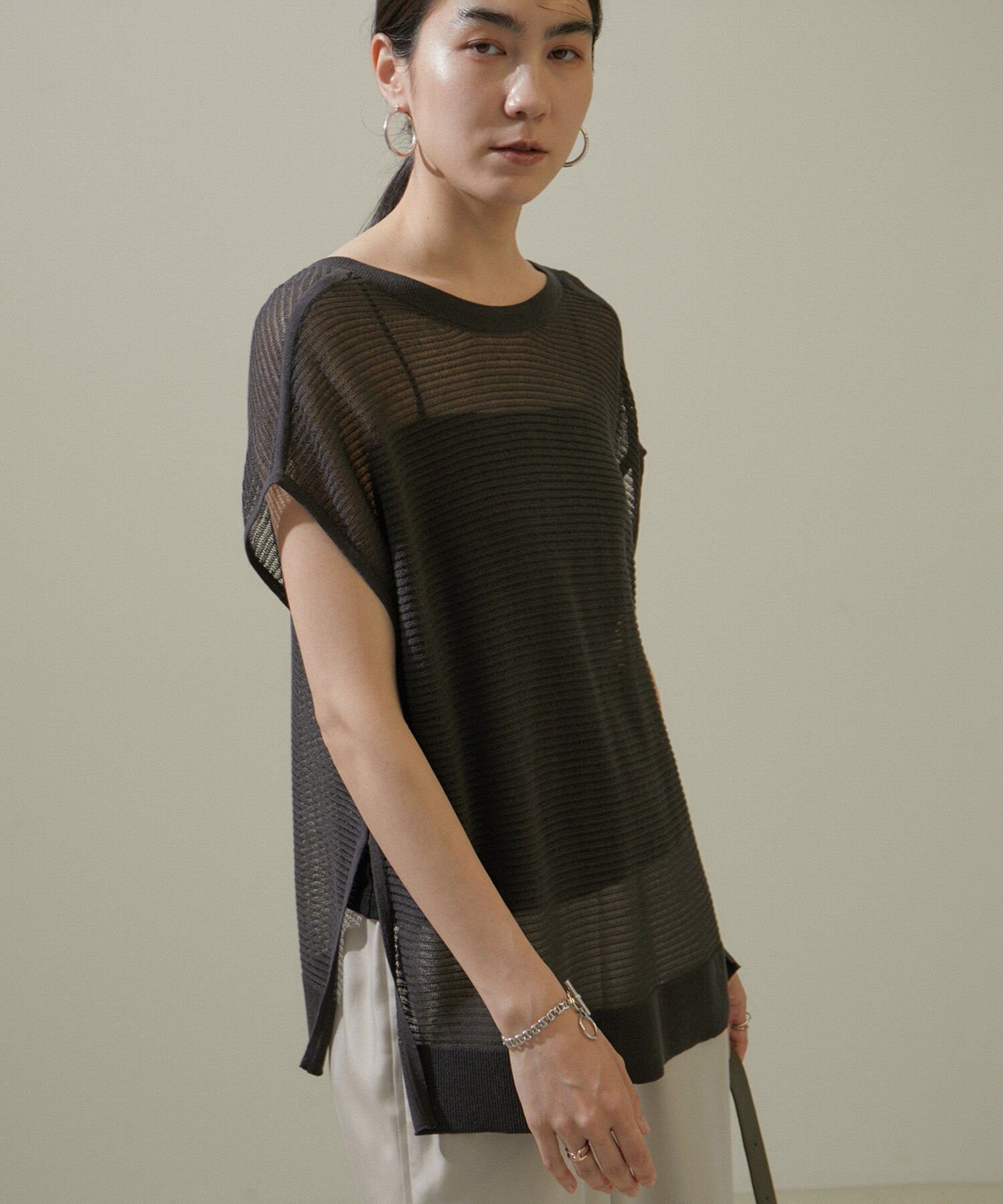 SALON adam et rope'「透かし編み2WAYメッシュプルオーバー【洗える】」|ニット・セーター|