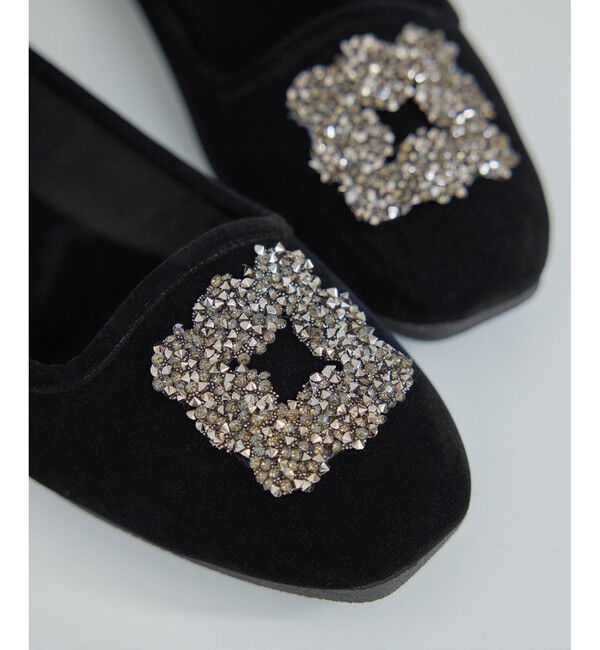 SALON adam et rope'「【MALUS（マリュス）】Velvet bijou shoes / ベルベットビジューパンプス」|パンプス|