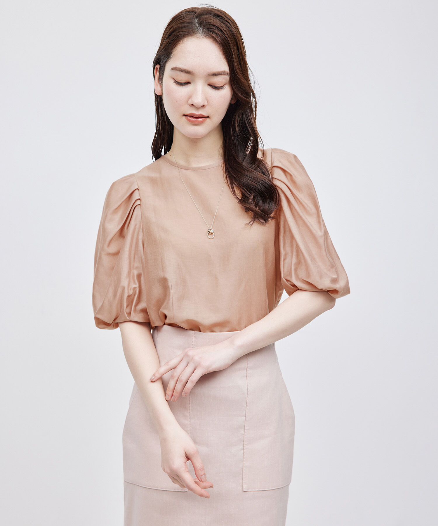 ROPE「【新色追加】【洗える】カールマイヤーパフスリーブブラウス【雑誌/メディア掲載】」|シャツ・ブラウス|