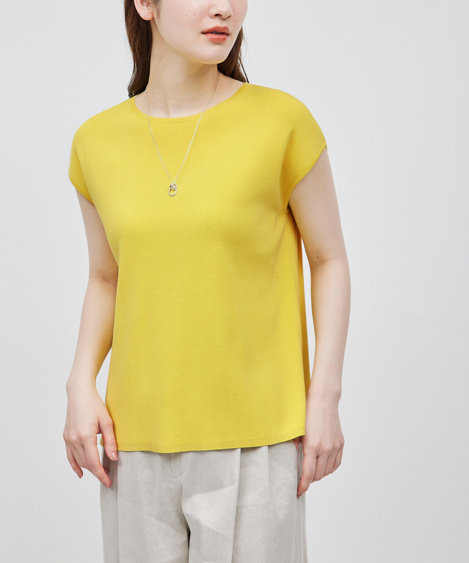 ROPE「【洗える】【接触冷感】ICE COTTONアームレットニットトップス【雑誌/メディア掲載】」|ニット・セーター|