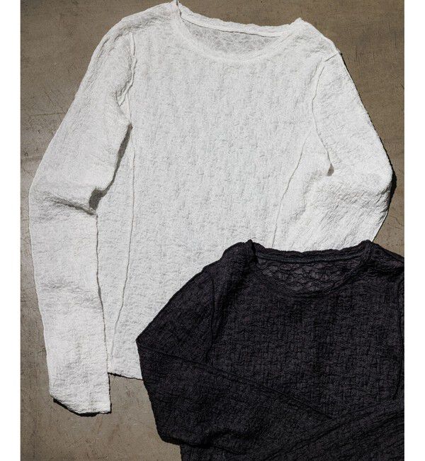 ROPE「【WEB・一部店舗限定】ストレッチシアー＆レースカットソー/洗える」|Tシャツ・カットソー|