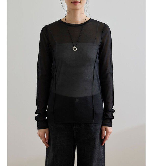 ROPE「【WEB・一部店舗限定】ストレッチシアー＆レースカットソー/洗える」|Tシャツ・カットソー|