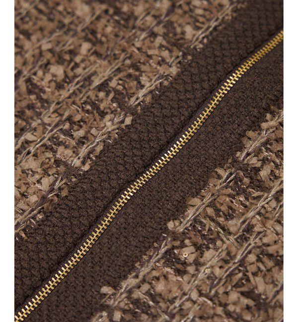 ROPE「ツイードZIPノーカラーカーディガン/イージーケア」|カーディガン|