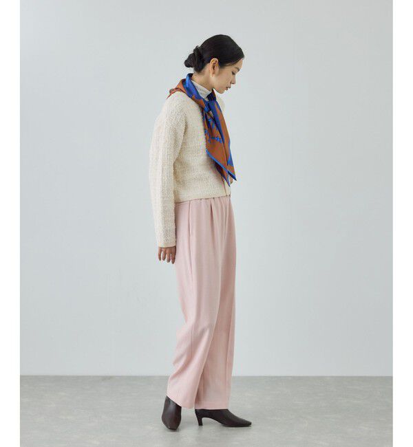 ROPE「ツイードZIPノーカラーカーディガン/イージーケア」|カーディガン|