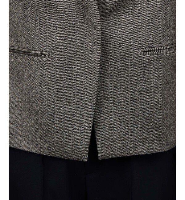 ROPE「ウールレーヨンノーカラージャケット(無地/ヘリンボーン)/セットアップ対応」|ノーカラージャケット|