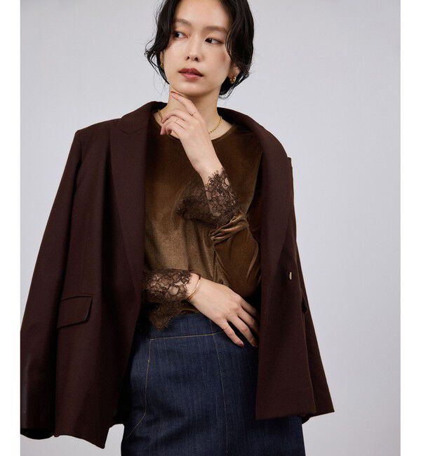 ROPE「レース袖シアーベロアカットソー/イージーケア」|Tシャツ・カットソー|