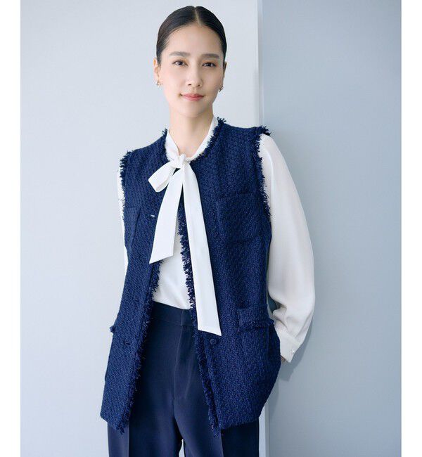 ROPE「ミックスツイードジレベスト/26SS」|ベスト・ジレ|ネイビー(40)