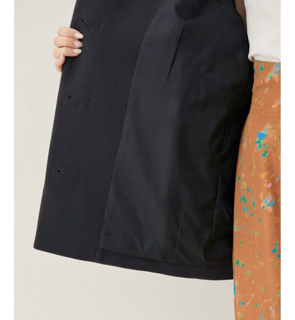 VIS「【静電気防止】ステン&スタンドカラージャージメルトンミドル丈コート」|ステンカラーコート|