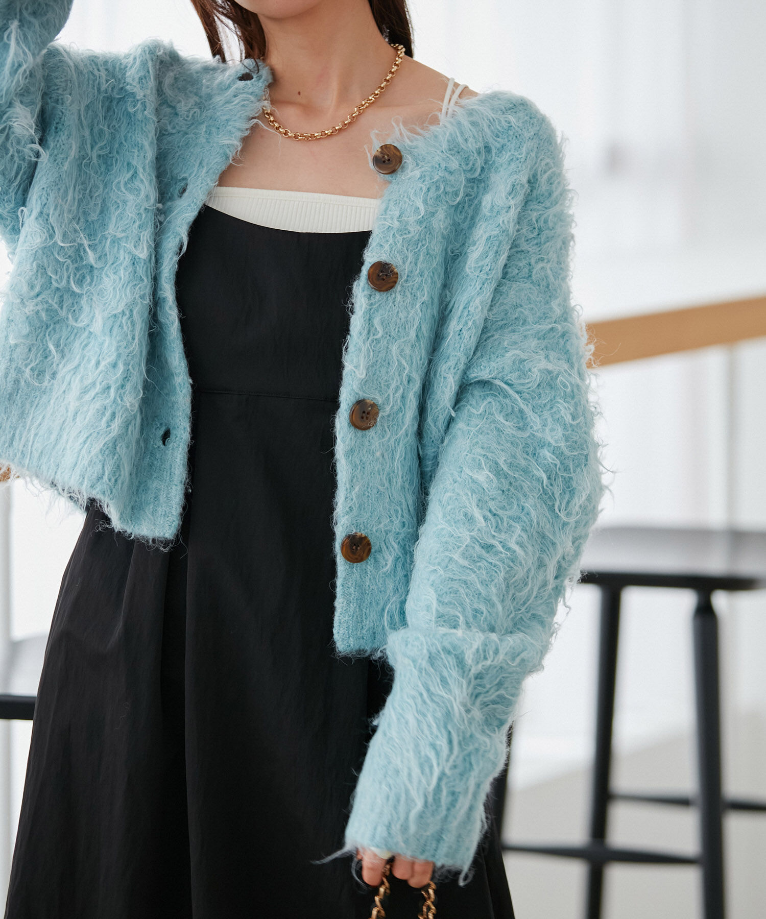 VIS「【前後2WAY】毛混くるくるシャギーカーディガン」|カーディガン|