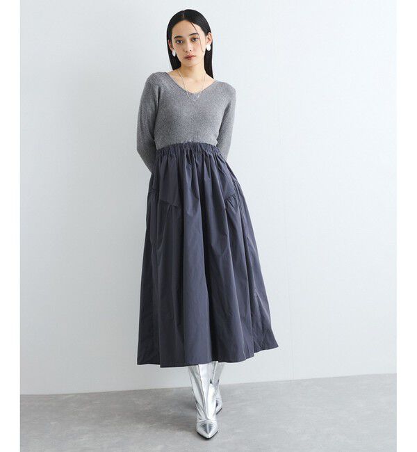VIS「【前後2WAY】ニットドッキングワンピース【洗える】」|ワンピース|